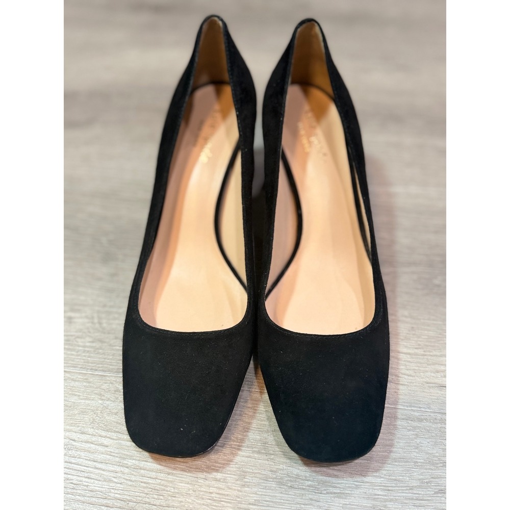 Kate Spade Kylah Black Suede Square-Toe Block Heel Pumps Size 8M